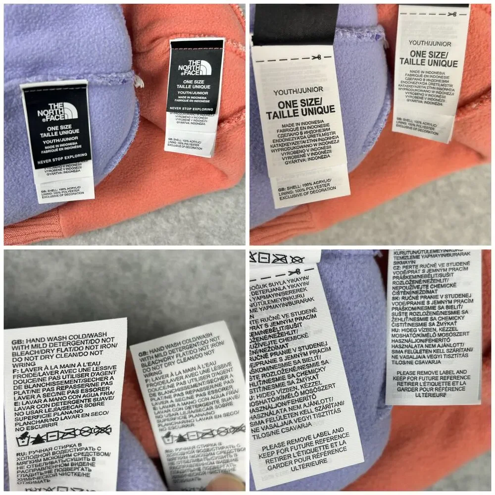 The North Face (2) Chevron Pom Beanie Youth Junior OS Pastel EUC Purple Pink